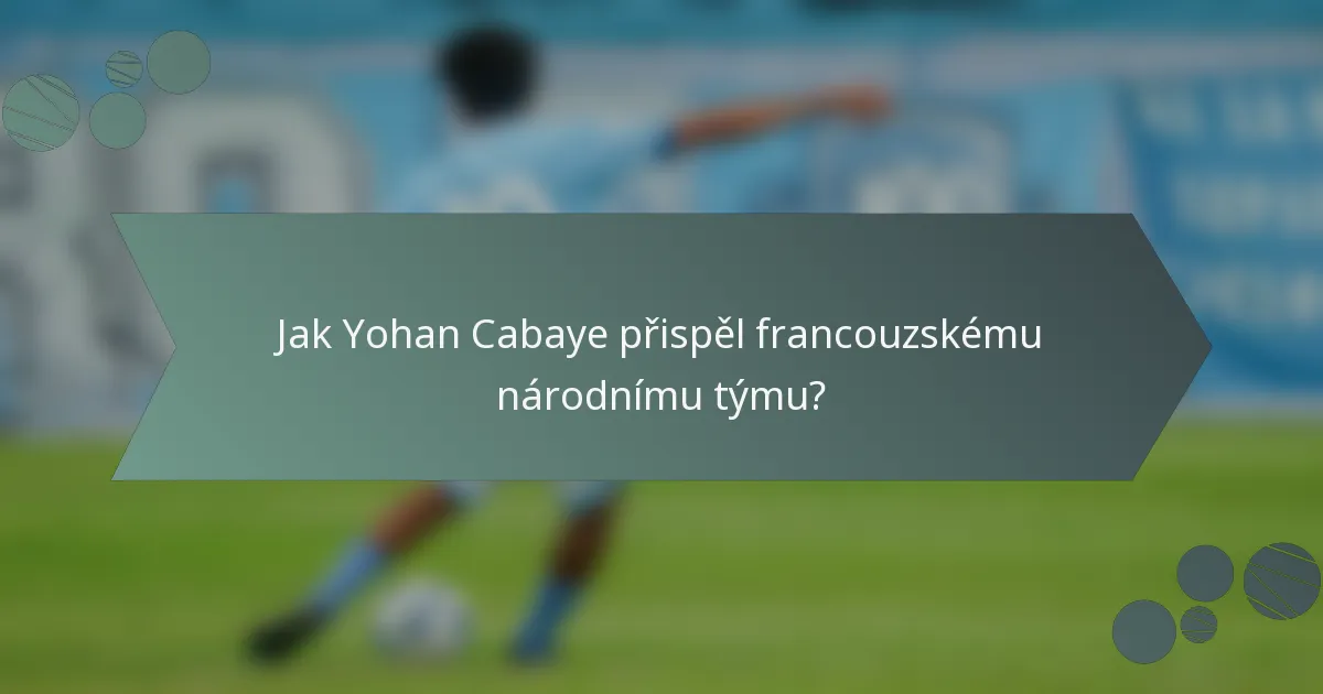 Jak Yohan Cabaye přispěl francouzskému národnímu týmu?