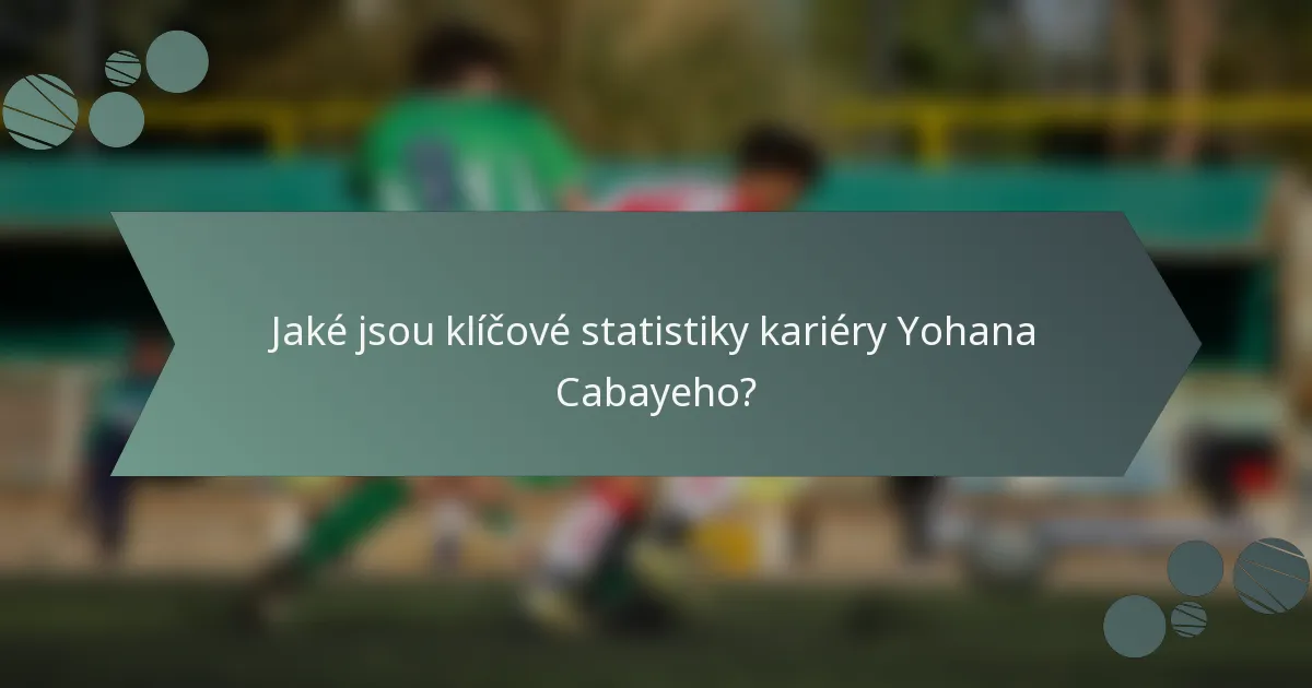 Jaké jsou klíčové statistiky kariéry Yohana Cabayeho?