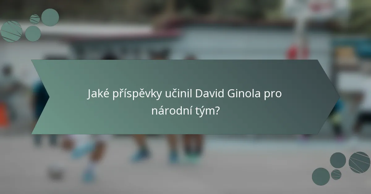 Jaké příspěvky učinil David Ginola pro národní tým?